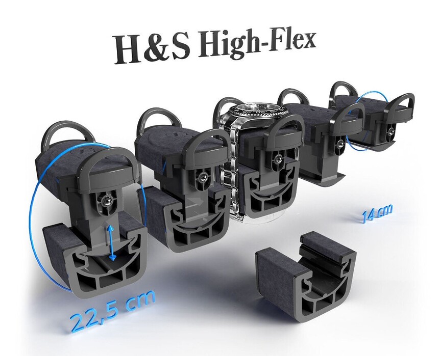 Sur les remontoirs de qualité, la taille des coussins est ajustable pour que la montre soit parfaitement maintenue.