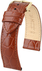 bracelet en cuir Hirsch Crocograin M 12302870-1, marron, veau, longueur M, Quick Release
