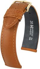 bracelet en cuir Hirsch Camelgrain M 10200910OE-1, marron, veau, open end (pour pompes fixes), longueur M, Quick Release