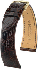 bracelet en cuir Hirsch Genuine Croco M 18800810OE-1, marron, cuir de crocodile, open end (pour pompes fixes), longueur M, Quick Release