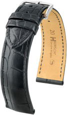 bracelet en cuir Hirsch Genuine Alligator L 10220759-2, noir, cuir d'alligator, longueur L, Quick Release