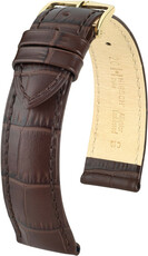 bracelet en cuir Hirsch Duke L 01028010OE-1, marron, peau de veau, extrémité ouverte (pour pompes fixes), longueur L, Quick Release