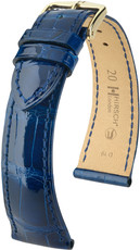 bracelet en cuir Hirsch London L 04307080-1, bleu, cuir d'alligator, longueur L, Quick Release
