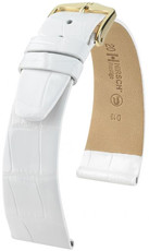 bracelet en cuir Hirsch Prestige M 02307100-1, blanc, cuir d'alligator, longueur M, Quick Release