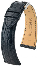 bracelet en cuir Hirsch Regent L 04107059-2, noir, cuir d'alligator, longueur L, Quick Release
