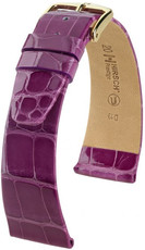 bracelet en cuir Hirsch Prestige M 02207187-1, violet, cuir d'alligator, longueur M, Quick Release