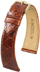 bracelet en cuir Hirsch Genuine Croco M 01808170-1, marron, cuir de crocodile, longueur M, Quick Release