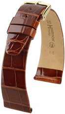 bracelet en cuir Hirsch Prestige M 02207170-1, marron, cuir d'alligator, longueur M, Quick Release