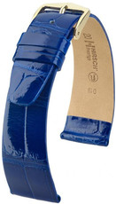bracelet en cuir Hirsch Prestige M 02207182-1, bleu, cuir d'alligator, longueur M, Quick Release