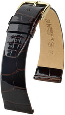bracelet en cuir Hirsch Prestige M 02307110-1, marron, cuir d'alligator, longueur M, Quick Release