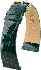 bracelet en cuir Hirsch Prestige M 02207141-1, vert, cuir d'alligator, longueur M, Quick Release