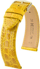 bracelet en cuir Hirsch Genuine Croco M 01808172-1, jaune, cuir de crocodile, longueur M, Quick Release