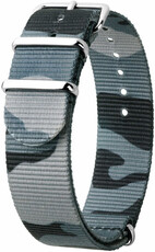Bracelet en nylon Hirsch Rush L 40406038-2, camouflage/bleu, camouflage, longueur L, Quick Release