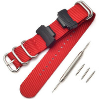 Bracelet en textile Ricardo 22mm (pro Casio G-Shock GA-100/110/120, DW-5600, GD-100), rouge, NATO