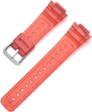 bracelet de montre en plastique Ricardo Ribolla 16mm (pour Casio G-Shock GA-2100/GA-2110, DW-5600, GW-6900), rouge, transparent