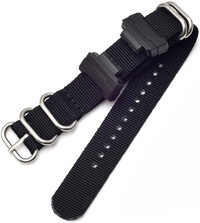 Bracelet textile Ricardo Opicina 22mm (pour Casio G-Shock GA-100/110/120, DW-5600, GD-100), noir, NATO