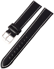Bracelet en cuir Ricardo Bologna, noir avec surpiqûres blanches