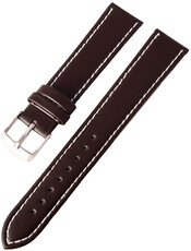 Bracelet en cuir Ricardo Bologna, marron foncé avec surpiqûres blanches