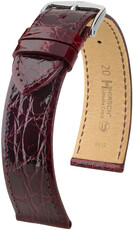 Bracelet en cuir Hirsch Genuine Croco 18900860-2, rouge, peau de crocodile, Quick Release