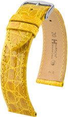 Bracelet en cuir Hirsch Genuine Croco 18900872-2, jaune, peau de crocodile, Quick Release