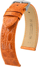 Bracelet en cuir Hirsch Genuine Croco 18900876-2, orange, peau de crocodile, Quick Release