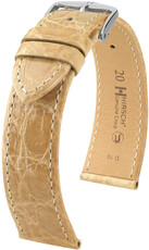 Bracelet en cuir Hirsch Genuine Croco 18900890-2, beige, peau de crocodile, Quick Release