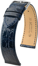 Courroie en cuir Hirsch Genuine Croco L 18920880-2, bleu, cuir de crocodile, longueur L, Quick Release