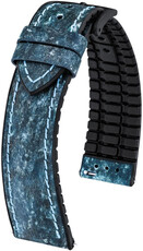 Bracelet en cuir Hirsch Stone L 0925044080-5, bleu, longueur L, Quick Release