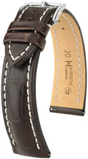 Bracelet en cuir Hirsch Capitano L 04807019-2, brun, cuir d'alligator, longueur L, Quick Release