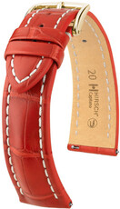 Bracelet en cuir Hirsch Capitano L 04807029-1, rouge, cuir d'alligator, longueur L, Quick Release