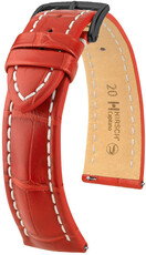 Bracelet en cuir Hirsch Capitano L 04807029-5, rouge, cuir d'alligator, longueur L, Quick Release