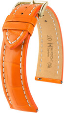 Bracelet en cuir Hirsch Capitano L 04807076-1, orange, cuir d'alligator, longueur L, Quick Release