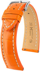 Bracelet en cuir Hirsch Capitano L 04807076-2, orange, cuir d'alligator, longueur L, Quick Release