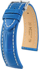 Bracelet en cuir Hirsch Capitano L 04807085-2, bleu, cuir d'alligator, longueur L, Quick Release