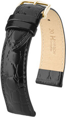 Bracelet en cuir Hirsch Crocograin 12302850NQ-1, noir, veau