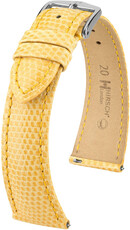 Bracelet en cuir Hirsch London 04366173-2, jaune, peau de lézard, Quick Release
