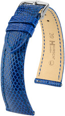 Bracelet en cuir Hirsch London 04366185-2, bleu, peau de lézard, Quick Release