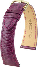 Bracelet en cuir Hirsch London 04366187-7, violet, peau de lézard, Quick Release