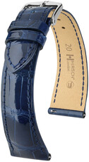 Bracelet en cuir Hirsch London 04307180-2, bleu, peau d'alligator, Quick Release