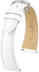 Bracelet en cuir Hirsch London L 04366000-2, blanc, cuir de lézard, longueur L, Quick Release
