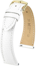 Bracelet en cuir Hirsch London L 04366000-7, blanc, cuir de lézard, longueur L, Quick Release