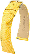 Courroie en cuir Hirsch London L 04366072-7, jaune, cuir de lézard, longueur L, Quick Release