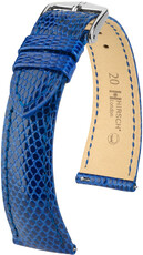 Courroie en cuir Hirsch London L 04366085-2, bleu, cuir de lézard, longueur L, Quick Release