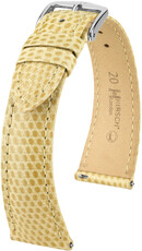 Courroie en cuir Hirsch London L 04366090-2, beige, cuir de lézard, longueur L, Quick Release
