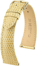 Courroie en cuir Hirsch London L 04366090-7, beige, cuir de lézard, longueur L, Quick Release