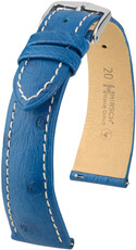 Courroie en cuir Hirsch Massai Ostrich L 04362084-2, bleu, cuir d'autruche, longueur L, Quick Release