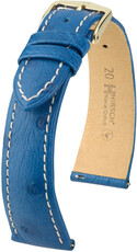 Courroie en cuir Hirsch Massai Ostrich L 04362084-7, bleu, cuir d'autruche, longueur L, Quick Release