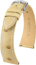 Bracelet en cuir Hirsch Massai Ostrich L 04362091-2, beige, cuir d'autruche, longueur L, Quick Release