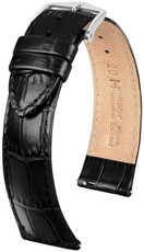 Bracelet en cuir Hirsch Louisianalook L 03427050-2, noir, veau, longueur L, Quick Release