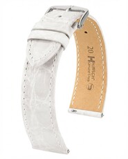 bracelet en cuir Hirsch Genuine Croco L 01808000-2, blanc, cuir de crocodile, longueur L, Quick Release